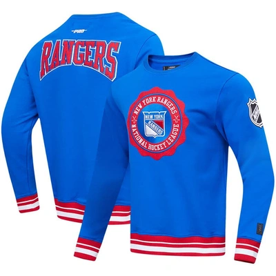 Pro Standard Blue New York Rangers Crest Emblem Pullover Sweatshirt