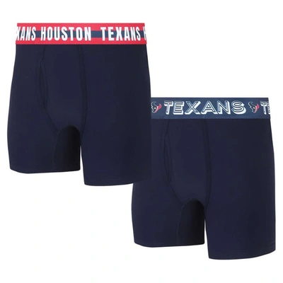 Concepts Sport Houston Texans Gauge Knit Boxer Brief Two-pack In Navy