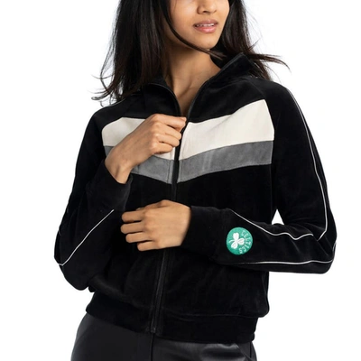 Lusso Black Boston Celtics Nixie Chevron Color-block Raglan Full-zip Track Jacket