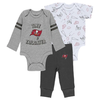 Wear By Erin Andrews Babies' Newborn & Infant  Gray/pewter/white Tampa Bay Buccaneers Three-piece Turn Me Aro In Gray,pewter