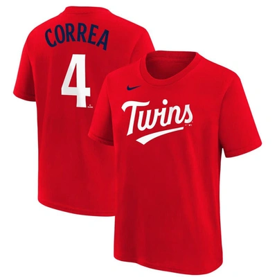 Nike Kids' Big Boys  Carlos Correa Red Minnesota Twins Player Name And Number T-shirt