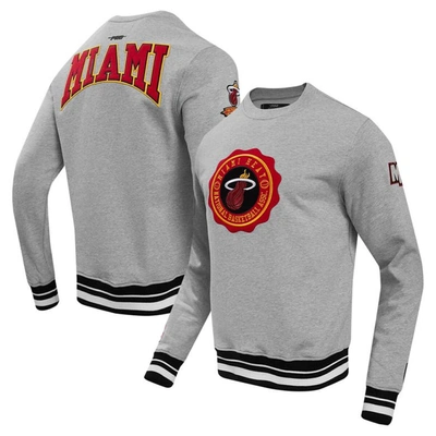 Pro Standard Heather Gray Miami Heat Crest Emblem Pullover Sweatshirt