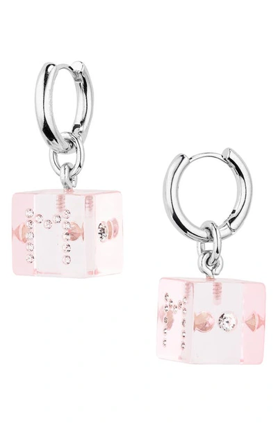 Marni Crystal Embellished Dice Earrings In Pink Gummy