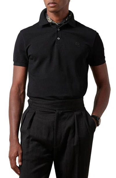 Ralph Lauren Purple Label Men's Mercerized Pique Polo Shirt In Black