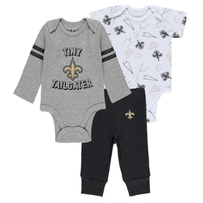 Wear By Erin Andrews Babies' Newborn & Infant  Gray/black/white New Orleans Saints Three-piece Turn Me Around In Gray,black,white