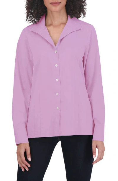 Foxcroft Katie Cotton Button-up Shirt In Soft Violet