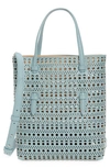 Alaïa Mina Perforated Leather Tote In Grey
