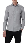 Bugatchi James Ooohcotton® Trim Fit Stripe Button-up Shirt In Cement