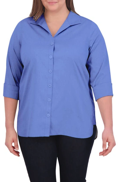 Foxcroft Pandora Non-iron Tunic Shirt In Blue