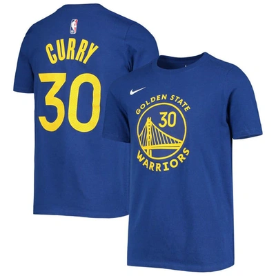 Nike Kids' Youth  Stephen Curry Royal Golden State Warriors Logo Name & Number Performance T-shirt