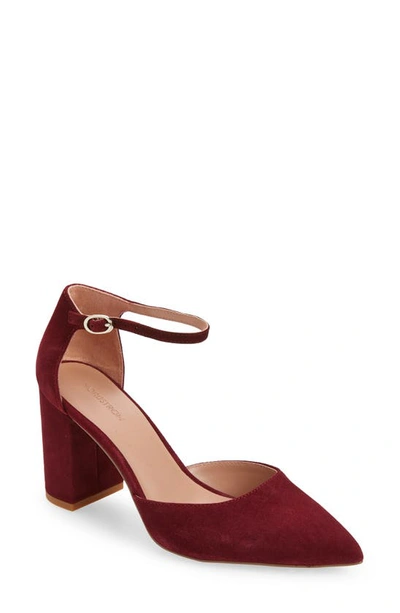 Nordstrom Paola Ankle Strap Pointed Toe Pump In Burgundy London
