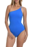 La Blanca Goddess One-shoulder One-piece Swimsuit In Capri Blue