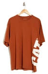 Cat Wwr Oversize Wrap Print T-shirt In Amber Brown