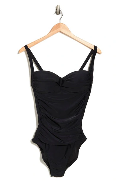 Nicole Miller Ruched One-piece Swimsuit In Black