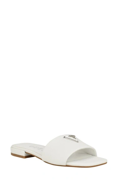 Guess Tamed Slide Sandal In White