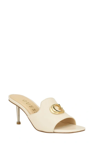 Guess Snapps Slide Sandal In Ivory Leather