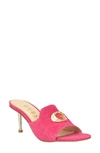 Guess Snapps Slide Sandal In Pink Leather