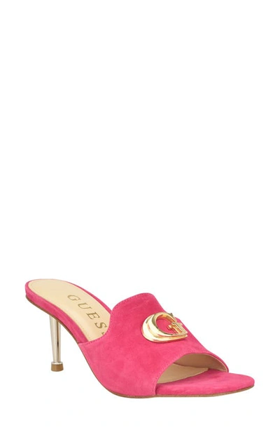 Guess Snapps Slide Sandal In Pink Leather