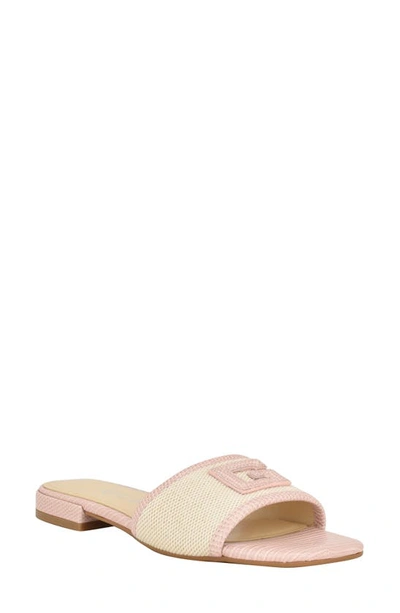 Guess Tampa Slide Sandal In Light Natural/ Pink