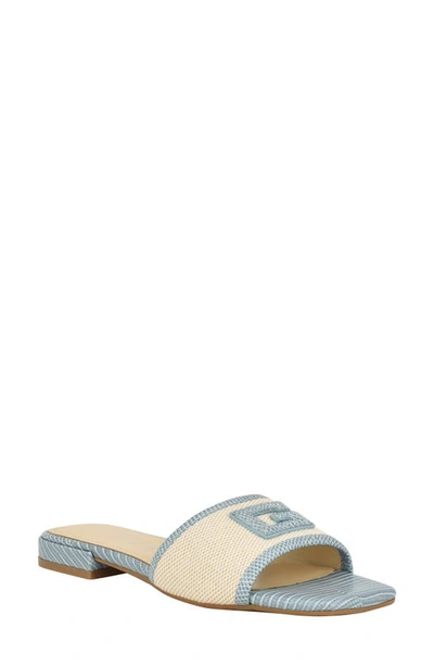 Guess Tampa Slide Sandal In Light Blue,beige Multi