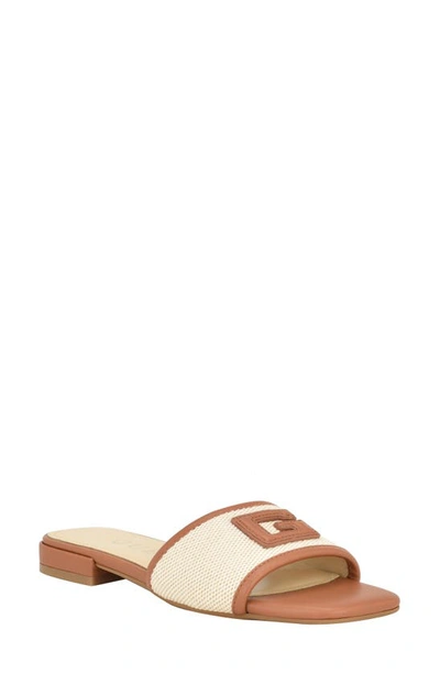Guess Tampa Slide Sandal In Medium Natural,beige Multi