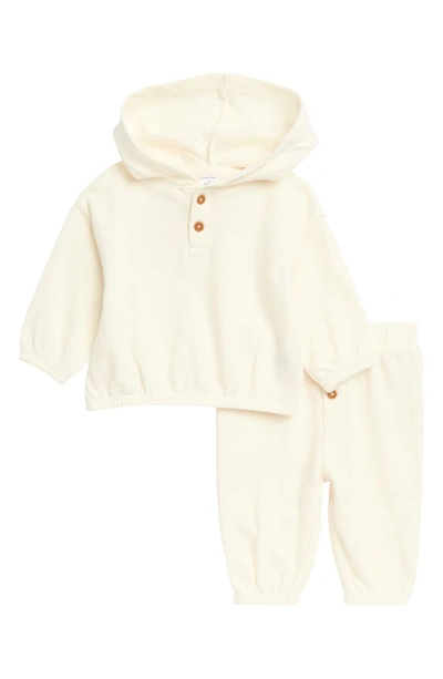Nordstrom Babies' Cotton Hoodie & Trousers Set In Ivory Egret