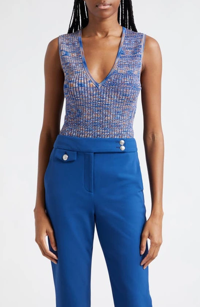 Veronica Beard Sid Space Dye Sleeveless Sweater In Blue Multi