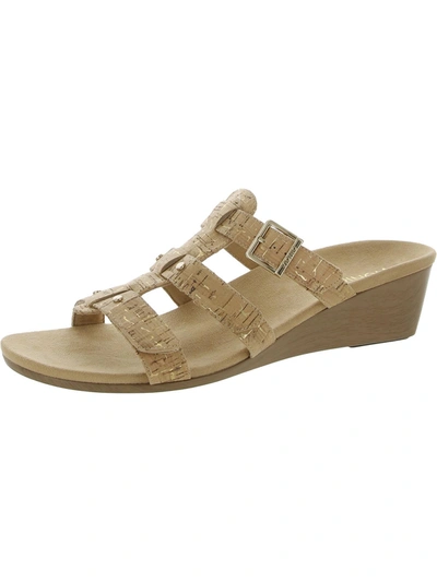 Vionic 381 Radia Womens Open Toe Slip On Wedge Sandals In Multi