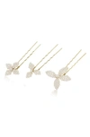 Brides And Hairpins Gisella Set Of 3 Imitation Pearl Hair Pins In Gold