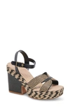 Dolce Vita Cale Woven Raffia Platform Sandal In Black/natural Raffia