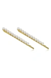 Brides And Hairpins Annika Set Of 2 Imitation Pearl Hair Clips In Gold