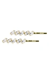 Brides And Hairpins Payton Set Of 2 Crystal Hair Clips In Gold