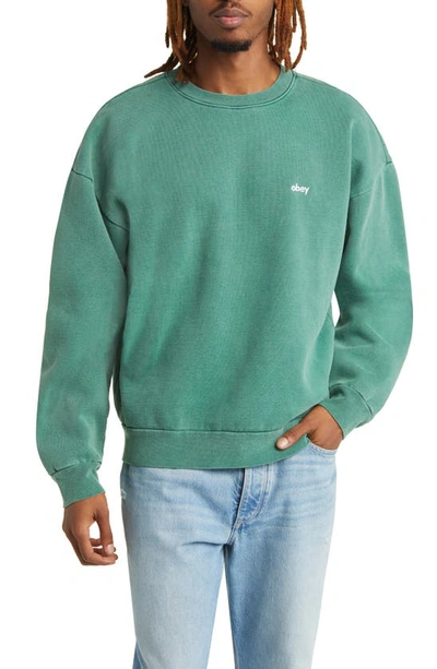Obey Lowercase Pigment Sweatshirt In Pigment Aventurine Green