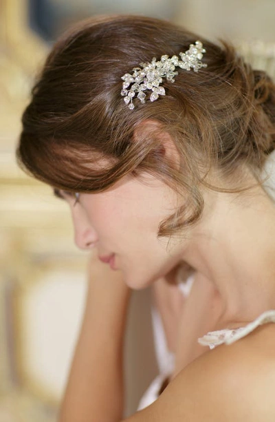 Brides And Hairpins Olivia Jeweled Hair Clip In Antique Platinum