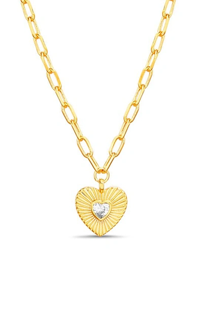 Paige Harper Cz Heart Pendant Necklace In Gold