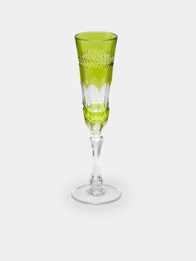 Cristallerie De Montbronn Chenonceaux Hand-blown Crystal Champagne Flute In Green
