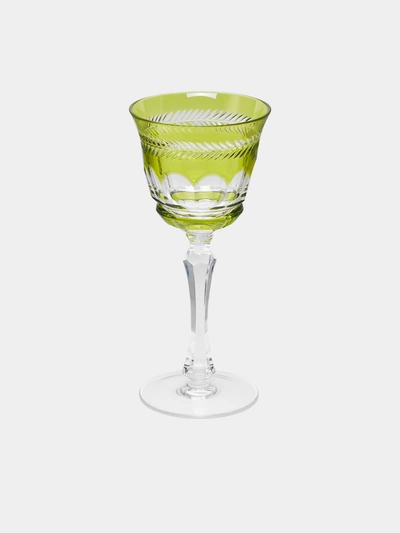 Cristallerie De Montbronn Chenonceaux Hand-blown Crystal White Wine Glass In Green