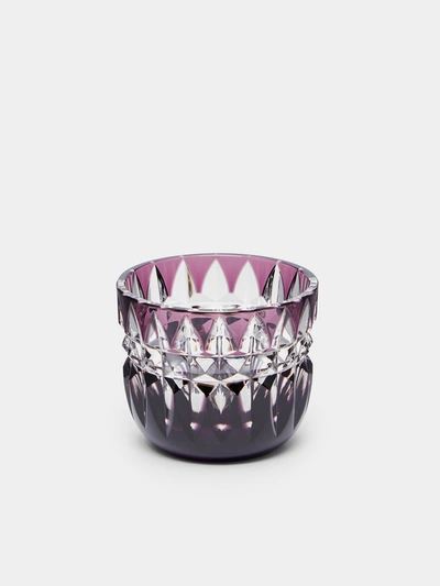 Cristallerie De Montbronn Seville Hand-blown Crystal Candle Holder In Purple