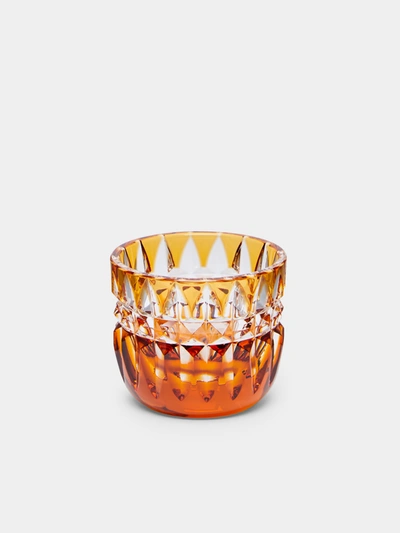 Cristallerie De Montbronn Seville Hand-blown Crystal Candle Holder In Yellow