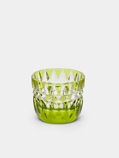 Cristallerie De Montbronn Seville Hand-blown Crystal Candle Holder In Green