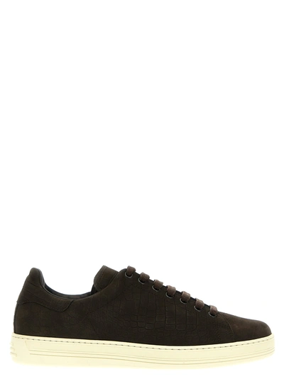 Tom Ford Coconut Nubuk Trainers In Brown