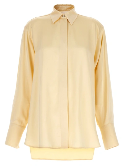 Jil Sander Long Sleeves Collared Neck Loose Fit Shirt In Beige