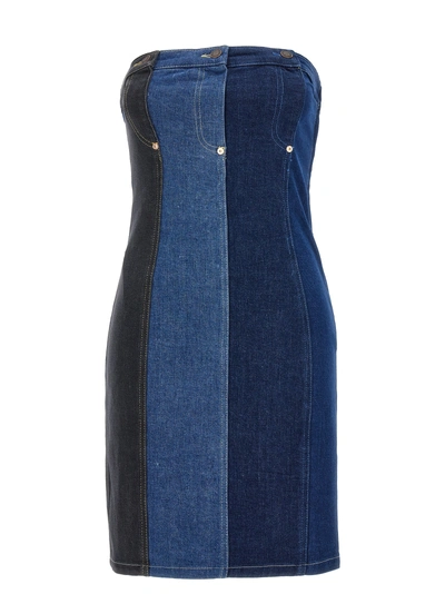 Mo5ch1no Jeans Patchwork Mini Dress Dresses In Blue
