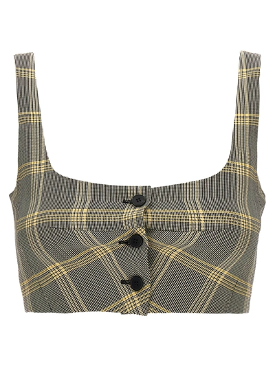 Marni Top Cropped Check Tops In Grey