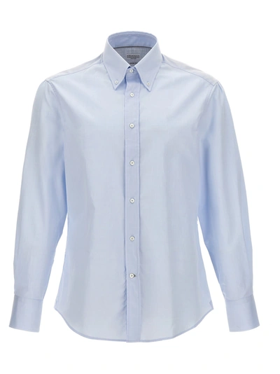 Brunello Cucinelli Cotton Shirt Shirt And Blouse Light Blue In Clear Blue