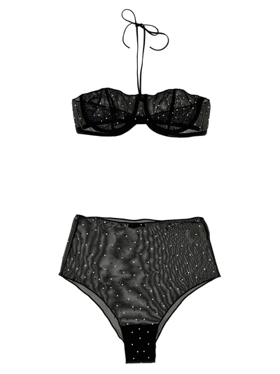 Oseree Gem Necklace Underwear And Body Black
