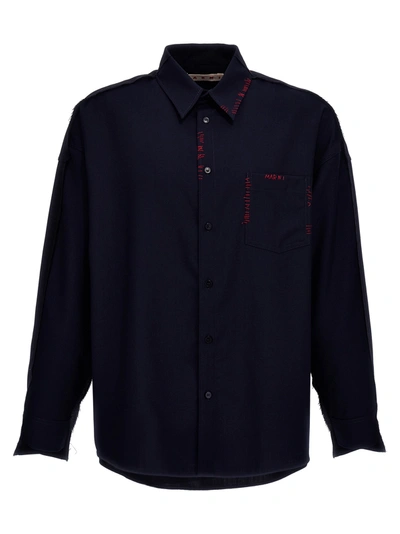 Marni Cool Wool Shirt With Contrast Stitching Jumper, Cardigans In Multicolor