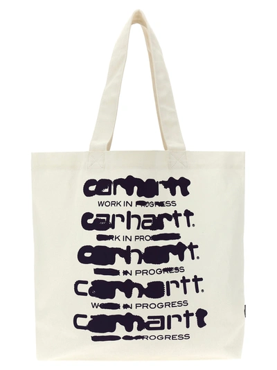 Carhartt Logo Shopping Bag Tote Bag In White