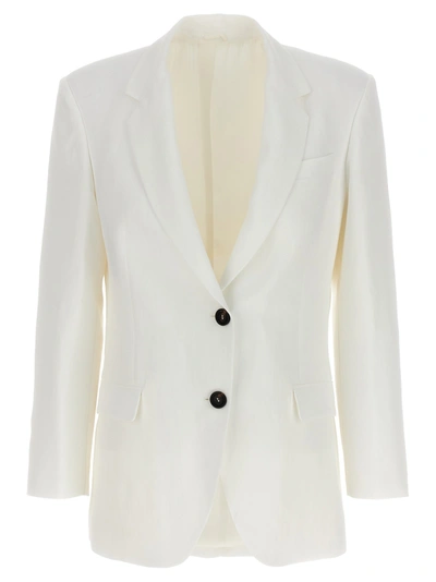 Brunello Cucinelli Viscose-linen Single-breasted Blazer In White