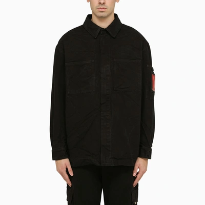 44 Label Group Cotton Denim Shirt With Logo In Black